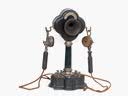 S.I.T.  S.I.T. T�l�phone mobile dit Tr�fle en marbre s... - S.I.T.  S.I.T. T�l�phone mobile dit Tr�fle en marbre synth�tique et bois noirci, � colonne cannel�e, micro fixe � cornet en �bonite avec deux �couteurs S.I.T. syst�me Ader � poign�e en �bonite noire. (Eclat � la base du socle).