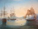 Ecole Fran�aise d�but XIXe si�cle: Escadre de la flotte Fr... - Ecole Fran�aise d�but XIXe si�cle: Escadre de la flotte Fran�aise dans un port de M�dieterran�e, huile sur toile (18x23,5 cm), rentoilage