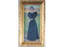 Eug�ne ASSEZAT DE BOUTEYRE (1846-1942): Madame Tissot, femm... - Eug�ne ASSEZAT DE BOUTEYRE (1846-1942): Madame Tissot, femme de Joseph Bernard, huile sur toile sign�e en bas � gauche edat�e 1895, cadre en stuc dor�, on y joint le certificat de vente d'�poque (90x40 cm)