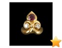 111- BOIVIN : Bague fleur de lys sertie d'un rubis coussin ...