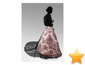Rare et remarquable jupe � longue � tra�ne, Chantilly noire...