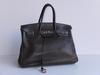 HERMES - Sac Birkin en cuir grené chocolat - attaches et fermoir